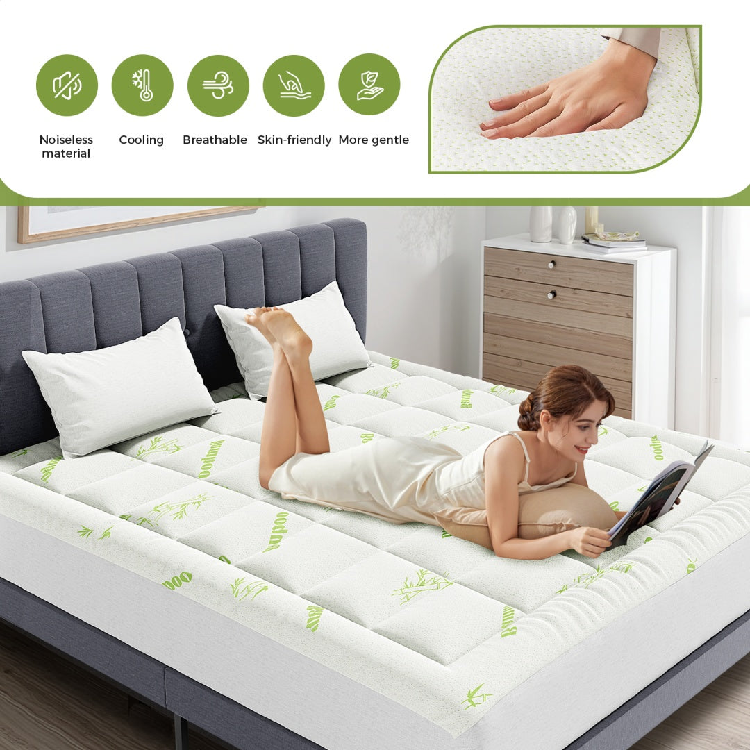 Mattress Protector, Thickened Mattress Pad With Bamboo Fiber Viscose Filling